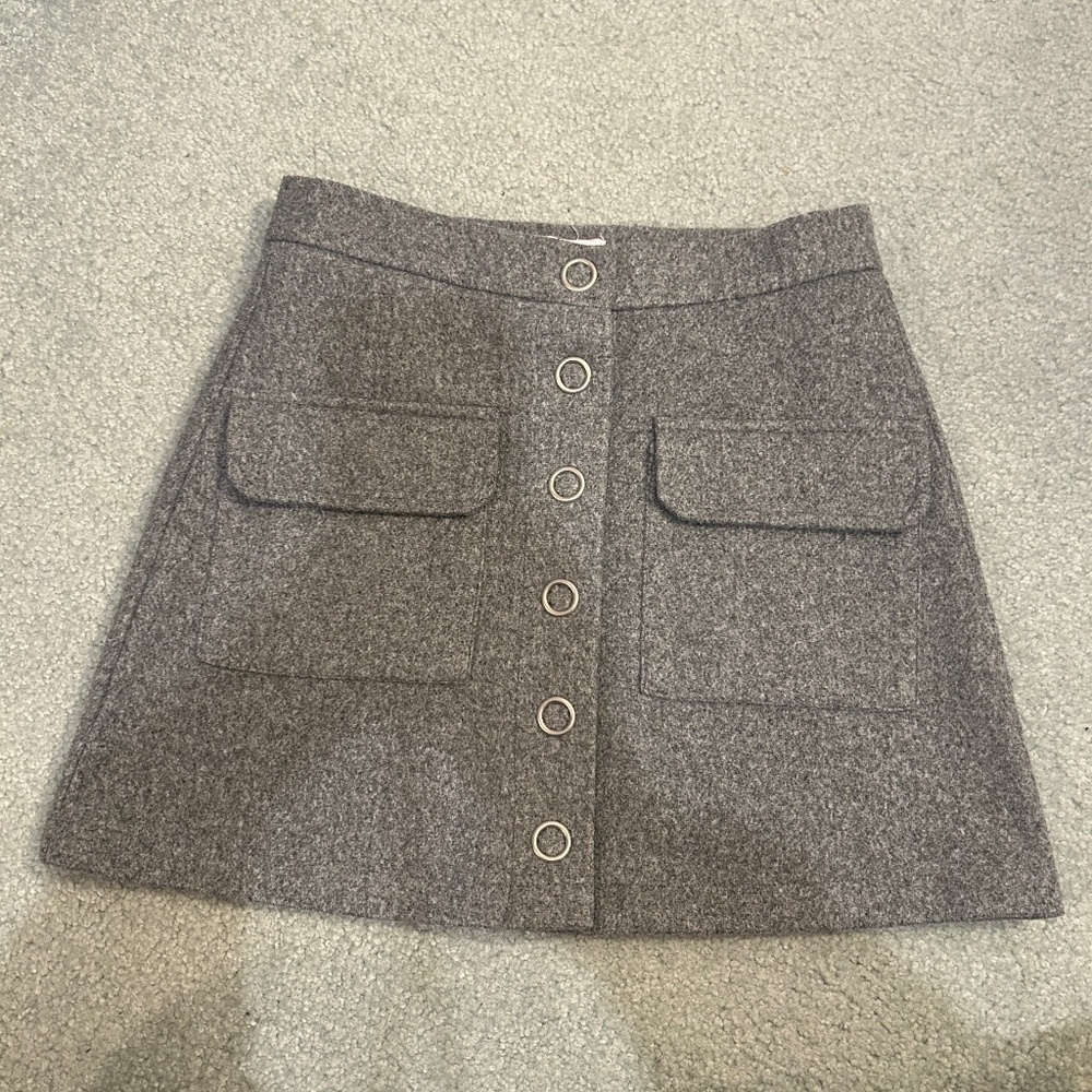 re:named Gray Wool-feel Mini Skirt Size S